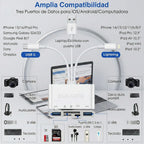 Lector De Tarjetas 5 En 1 Con Adaptador Otg Usb Usb-c Y