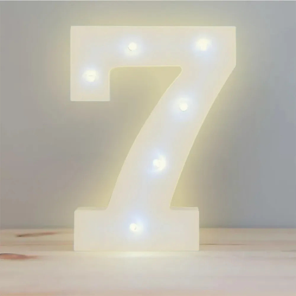 Numero 7 en 3D de luz LED luz cálida