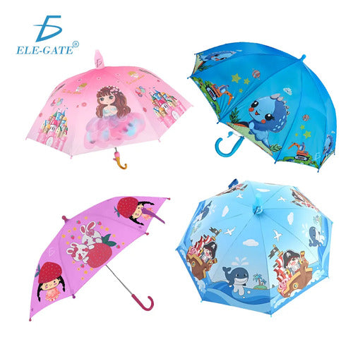 Paraguas Kawaii Con Diseño Para Niña Y Niño Con Silbato