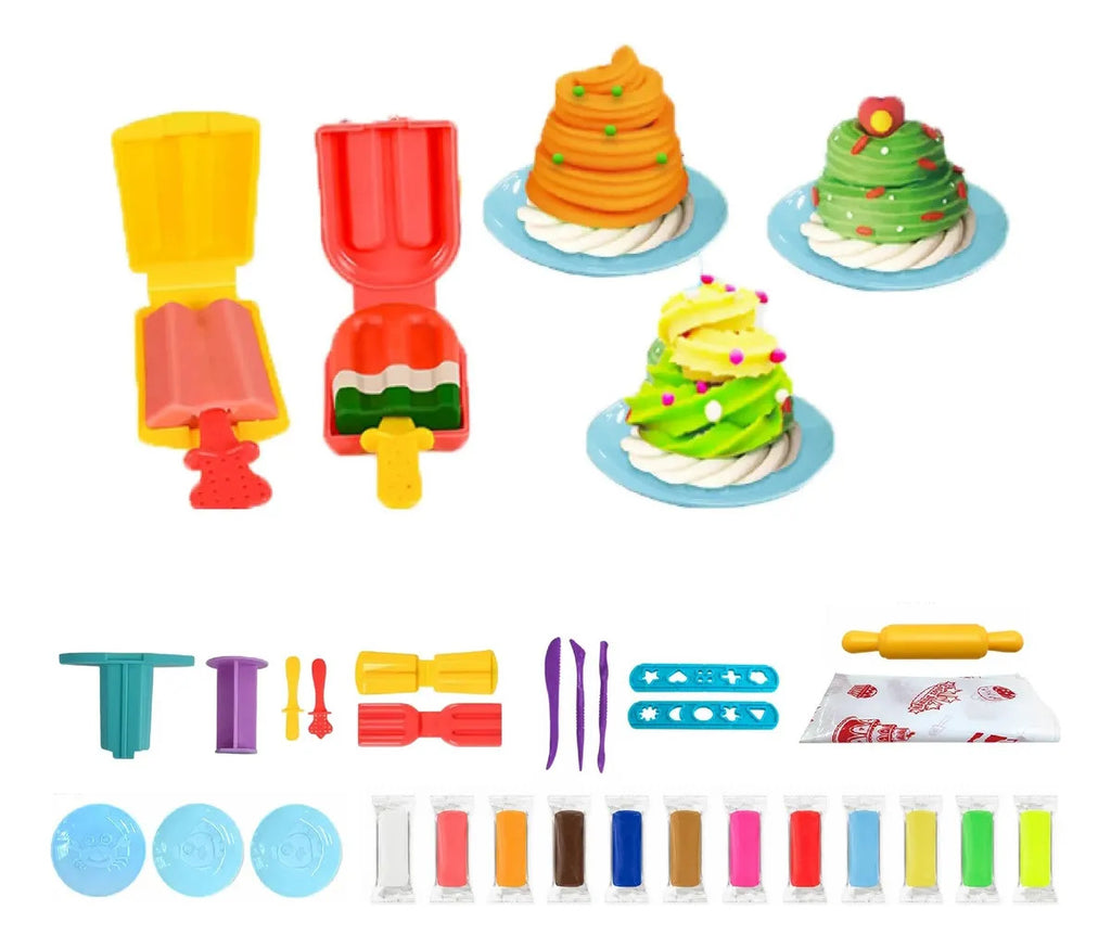 Kit De Plastilina Infantil Con Prensa Y Moldes De Helados