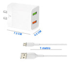 Cargador Qc 3.0 Rápido Para Celular Android 2 Usb 2.4a 24w