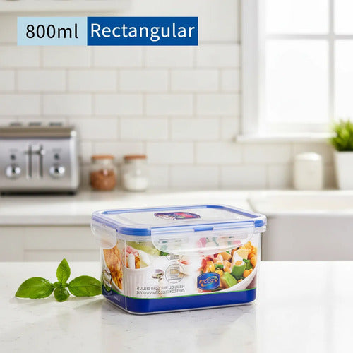 Contenedor Hermético Rectangular Transparente 800 Ml Para