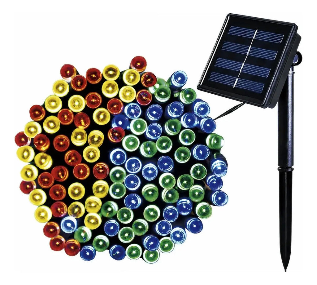 Guirnalda solar de 5 metros con 50 luces LED RGB agua