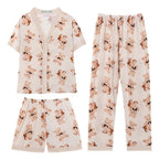 Set De Pijama De 3 Piezas Kawai Fresca Y Ligera Con Estilo Crema Xl