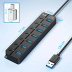 Hub Usb 3.0 De 7 Puertos Con Interruptores Individuales Con