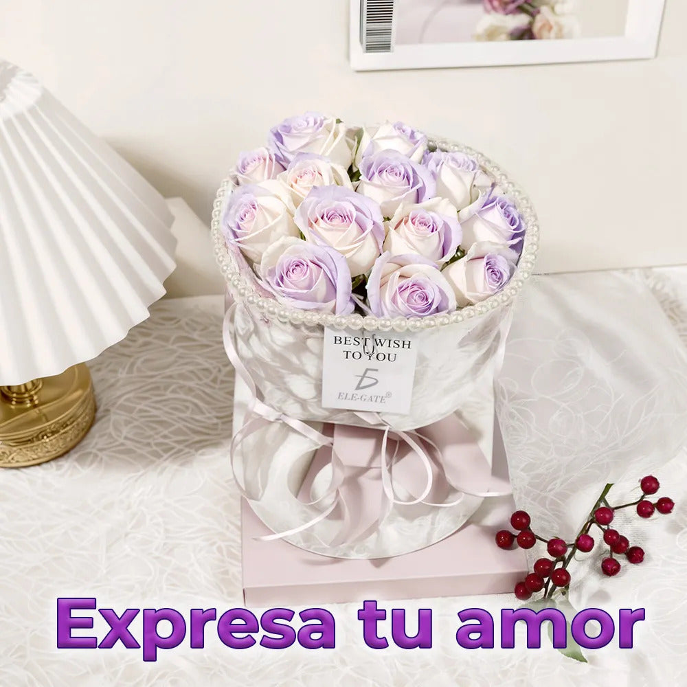 Ramo de rosas eternas con aroma y colores degradados