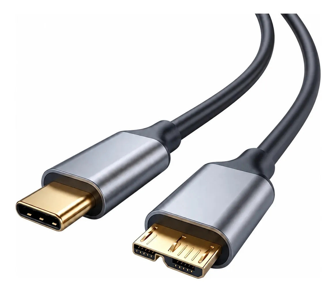 Cable Usb-c A Micro Usb-b 3.0 De 0.5 M 5 Gbps Negro Con Carcasas Metálicas