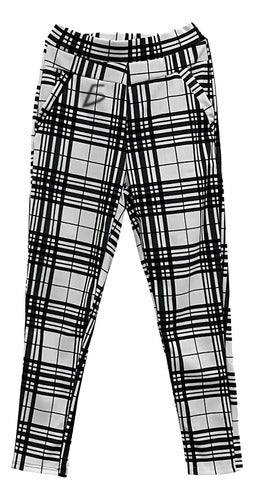 Leggins de cuadros de corte alto blanco M