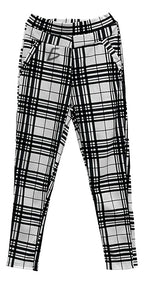 Leggins de cuadros de corte alto blanco M