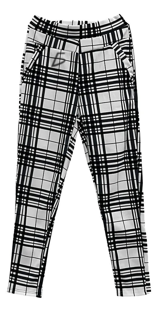 Leggins De Cuadros De Corte Alto Blanco M