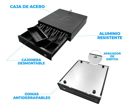 Cajón De Dinero Metálico Con Bandeja Ajustable Rj 11