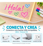 Pizarra Acrílica Led 35x26 Cm Usb Para Dibujar Escribir Y