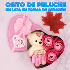 Corazon De Lata Con Osito Decorativo Y Rosas De Jabón Regalo