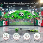 Paraguas Plegable Ele-gate Verde De Fútbol Con Diseño Graffiti Y Protección Uv Balón