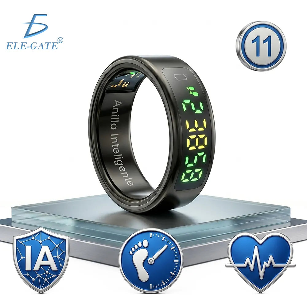 Anillo inteligente negro talla 11 con pantalla