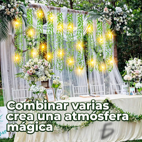 Guirnalda De Luz Led Cálida Con 10 Brazos Con Cable Usb Blanco