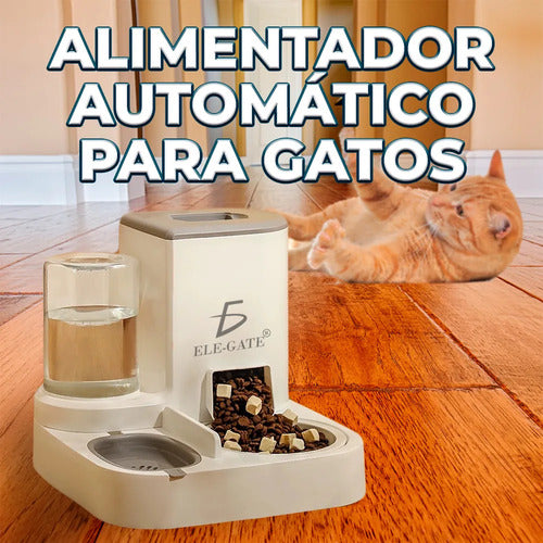 Dispensador Automático De Agua Y Croquetas Para Mascotas 1l Gris