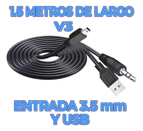 Cable Mini Usb V3 A Usb Y Jack 3.5mm De 1.5 Metros De Largo