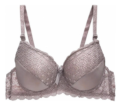Brasier Con Encaje De Copa Completa Beige M