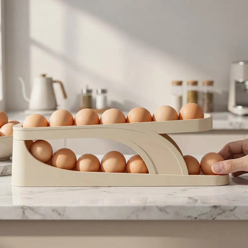 Dispensador De Huevos Rodante De 2 Niveles Para Refrigerador