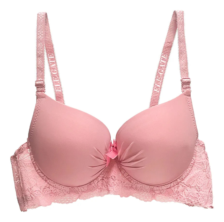 Brasier con copa completa espalda de encajé con efecto push rosa M