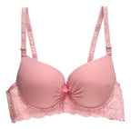 Brasier con copa completa espalda de encajé con efecto push rosa M