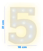 Numero 5 En 3d De Luz Led Luz Cálida
