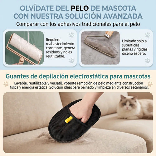 Guante Antiestático Quita Pelo De Mascotas Reutilizable 20