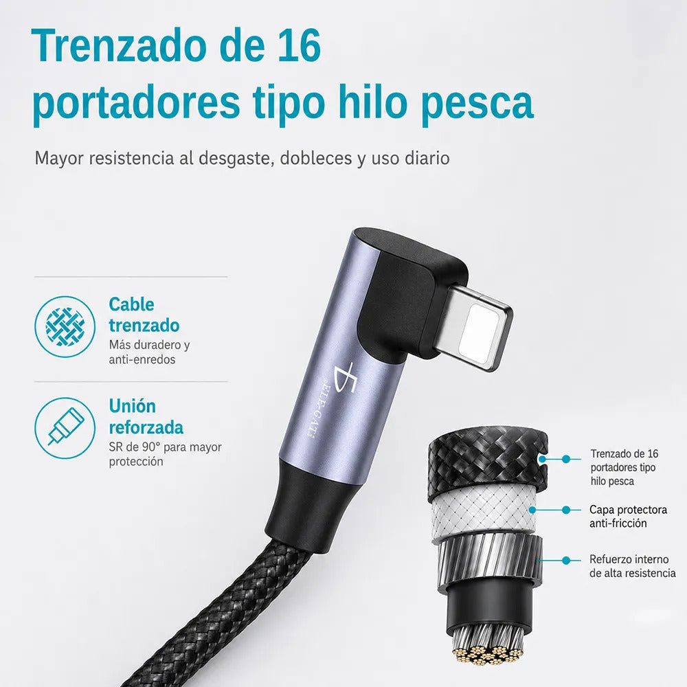 Cable Usb-c A Ip 90 De 2m Con Carga Rápida 27w