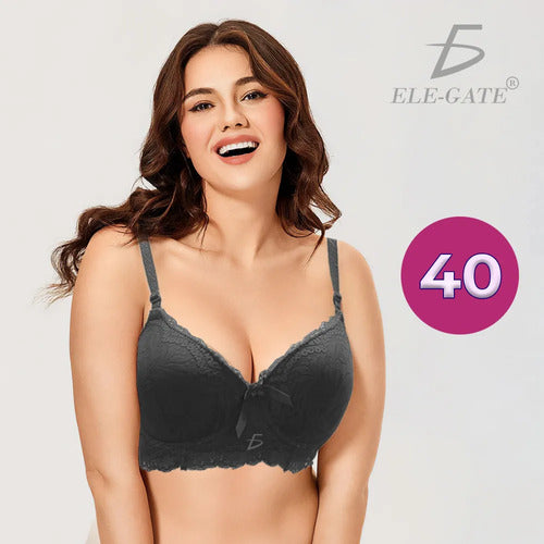 Brasier Con Encaje Bordado Push Up Rojo M