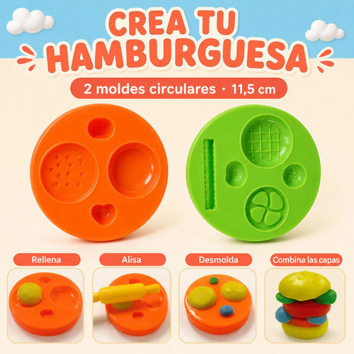 Kit De Plastilina Infantil Con Moldes Rodillo Y Herramientas