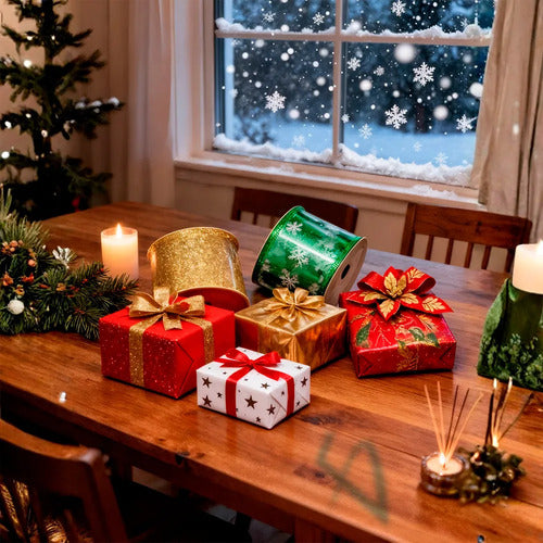 Cintas Navideñas Diseños Variados En Rojo Verde Oro Y Plata