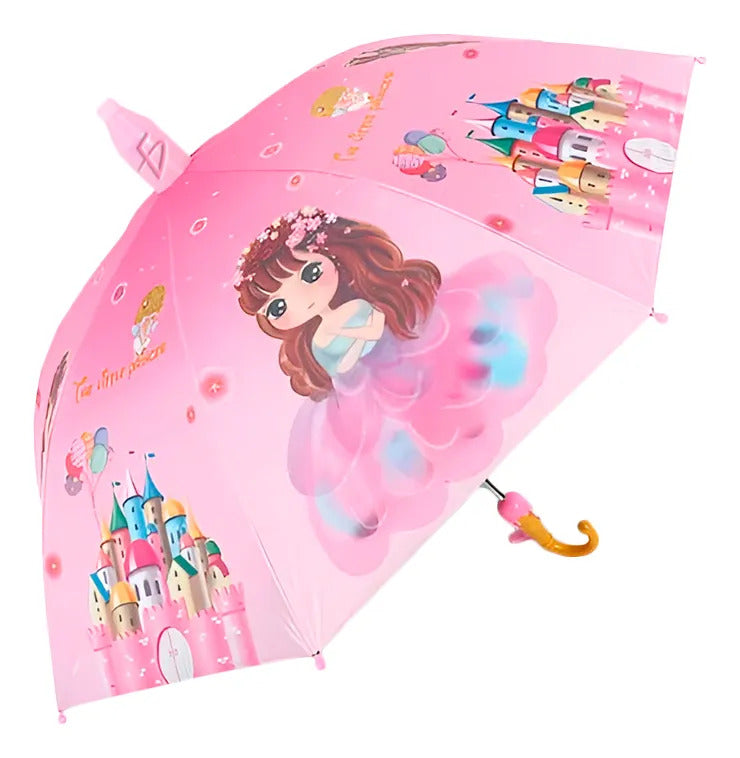 Paraguas Kawaii Con Diseño Para Niña Y Niño Con Silbato