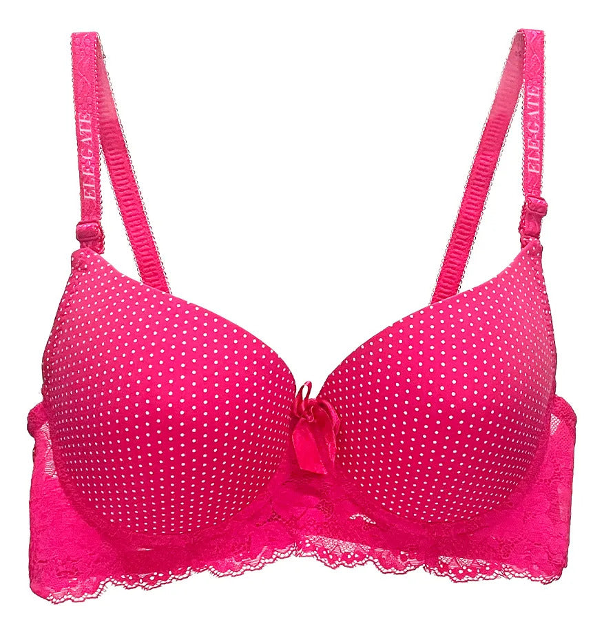 Brasier Con Diseño De Puntos Con Espalda De Encaje Fucsia M