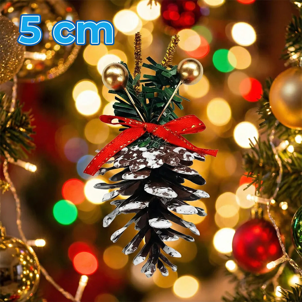 Set De 6 Ornamentos Navideños De Garapiña Con Follaje Y Dos