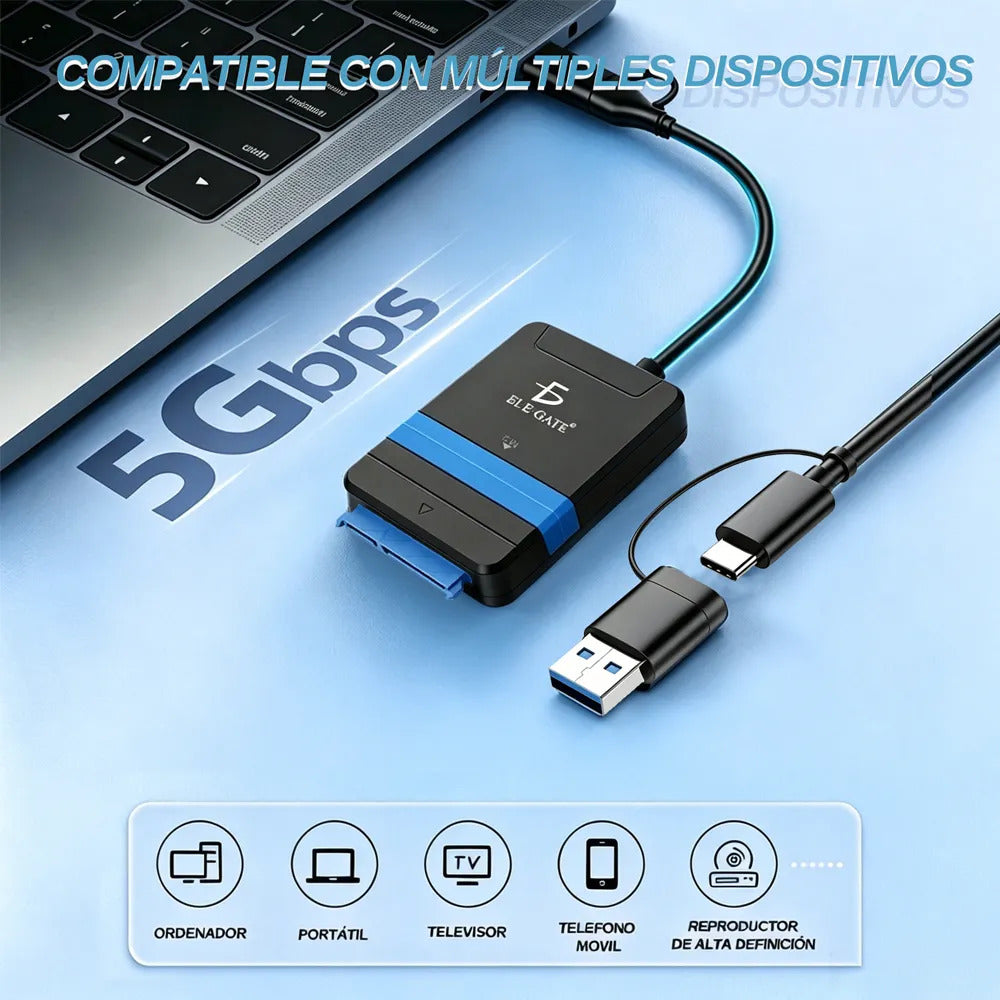 Adaptador Type C Usb 3.1 Gen2 A M.2 Nvme + Sata 2.5 3.5