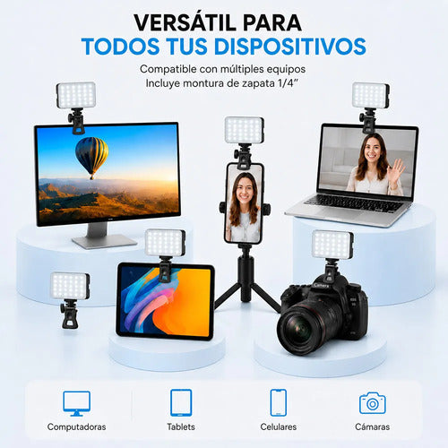 Panel De Luz Led Rgb Portátil Con Clip Para Foto Y Video