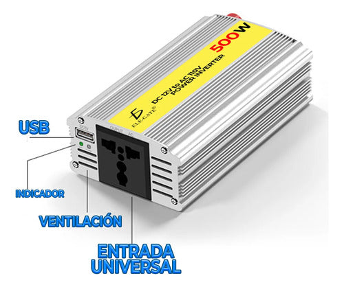 Inversor Voltaje Con Cargador Ups Volta 12vdc 110vac 500w