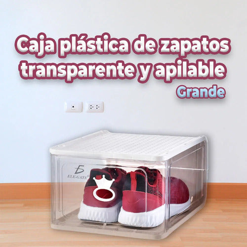 3 Pzs Caja De Zapatos Apilable Transparente Tu Colección En
