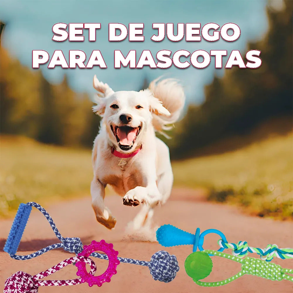 Set De 4 Juguetes De Cuerda Con Mordederas De Silicón