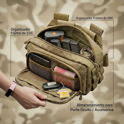 Mochila Táctica Bandolera Militar Impermeable Multibolsillos Verde