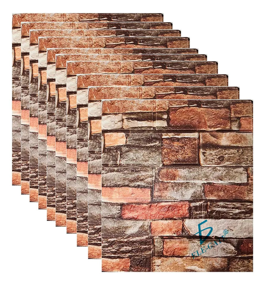 Paneles Xpe Autoadhesivos 10 Pzs Ladrillo Multicolor 35 X
