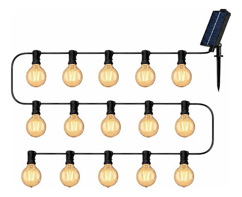Guirnalda Solar G40 De 15 M Con 15 Focos Y 1 De Repuesto Negro