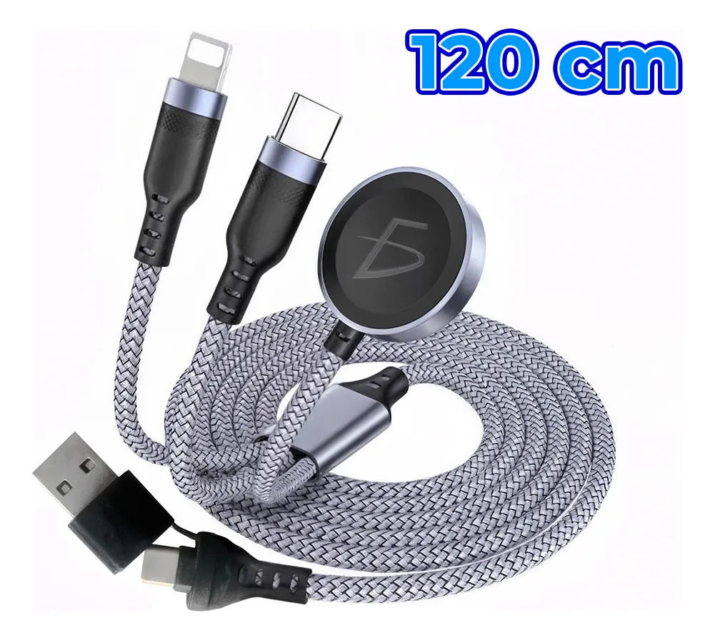 Cable de carga 3 en 1 USB-C con cargador para reloj 100 W