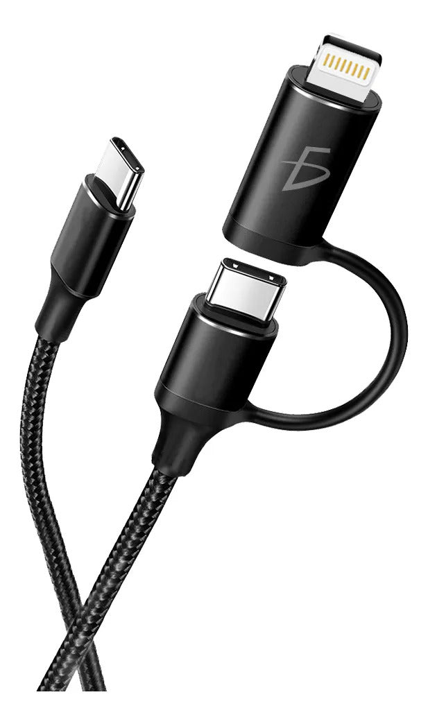 Cable De Cordón Entrelazado 1m Tipo C 3a Con Adaptador