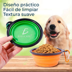 Tazón Plegable Portátil De Silicona 350ml Con Mosquetones Verde