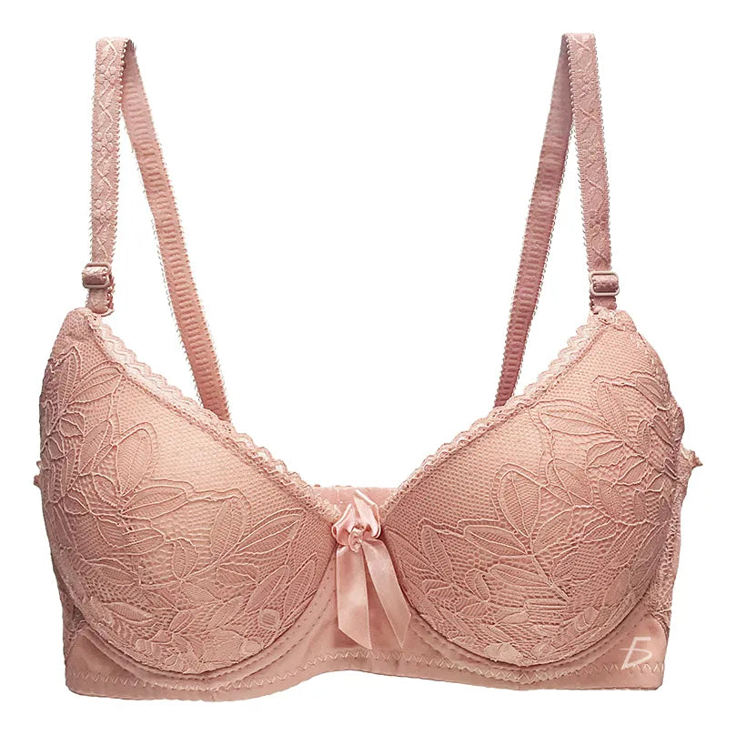 Brasier con encaje copa completa slight push up coral claro M
