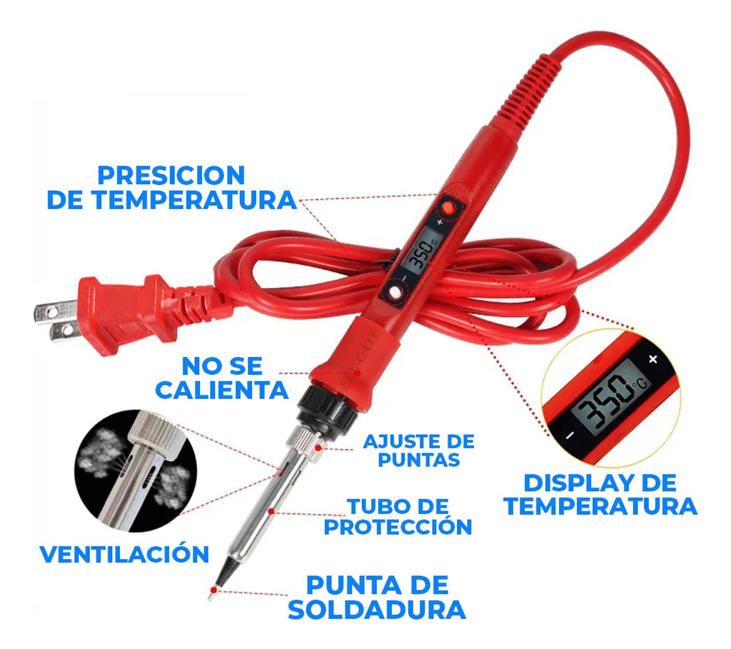 Kit De Soldadura De Temperatura Ajustable Lcd Cerámica