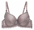 Brasier Con Encaje Trasparente De Espalda Copa Completa Beige M