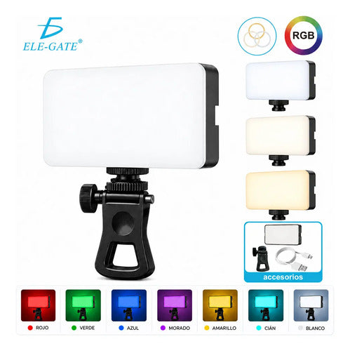 Panel De Luz Led Rgb Portátil Con Clip Para Foto Y Video
